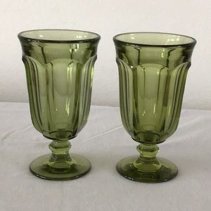 Vintage Green Water/Iced Tea Glasses. Vintage Dinnerware/ Barware Glasses.